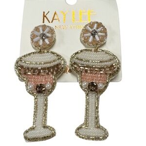 Kay Lee New York | Handmade Beaded Cocktail Glass Earrings - Holiday - Party NWT